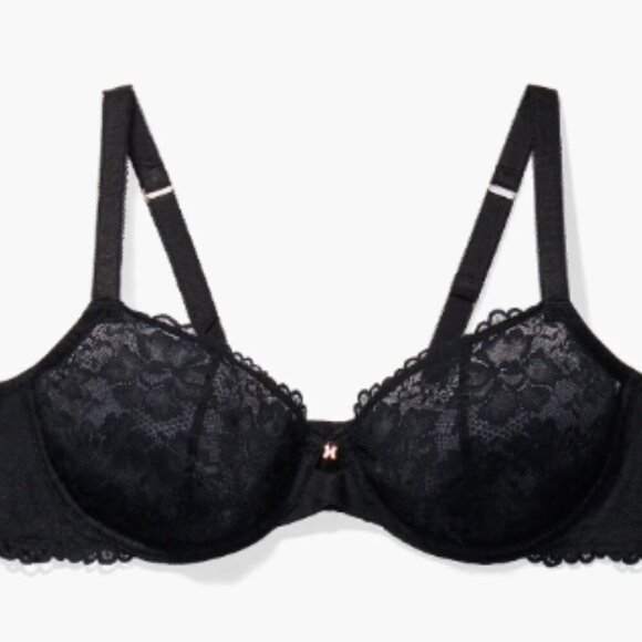 NWT Savage x Fenty 38F(DDD) Floral Lace Unlined Bra in Caviar Black - Picture 10 of 13